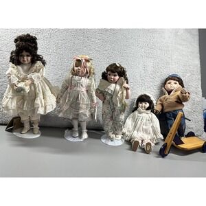 VINTAGE‎ 90s Porcelin Doll Lot Bundle of 5 Girls Victorian Seymour Mann Knowles